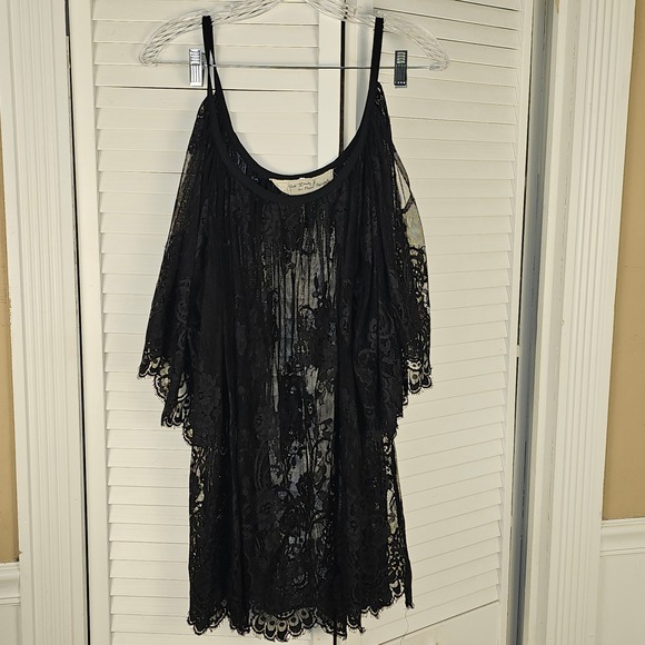 Jens Pirate Booty X Free People Black Lace On The Open Road Tunic Top Dress XS/S - Picture 1 of 5